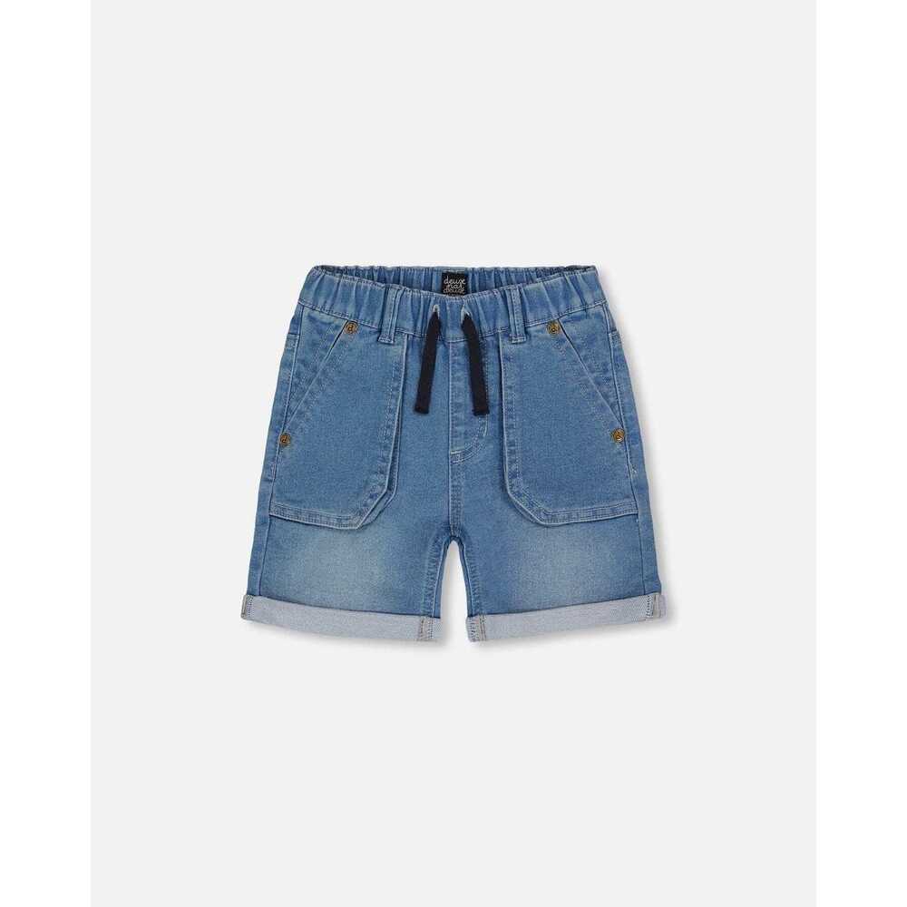 French Terry Denim Short Denim Blue - 5